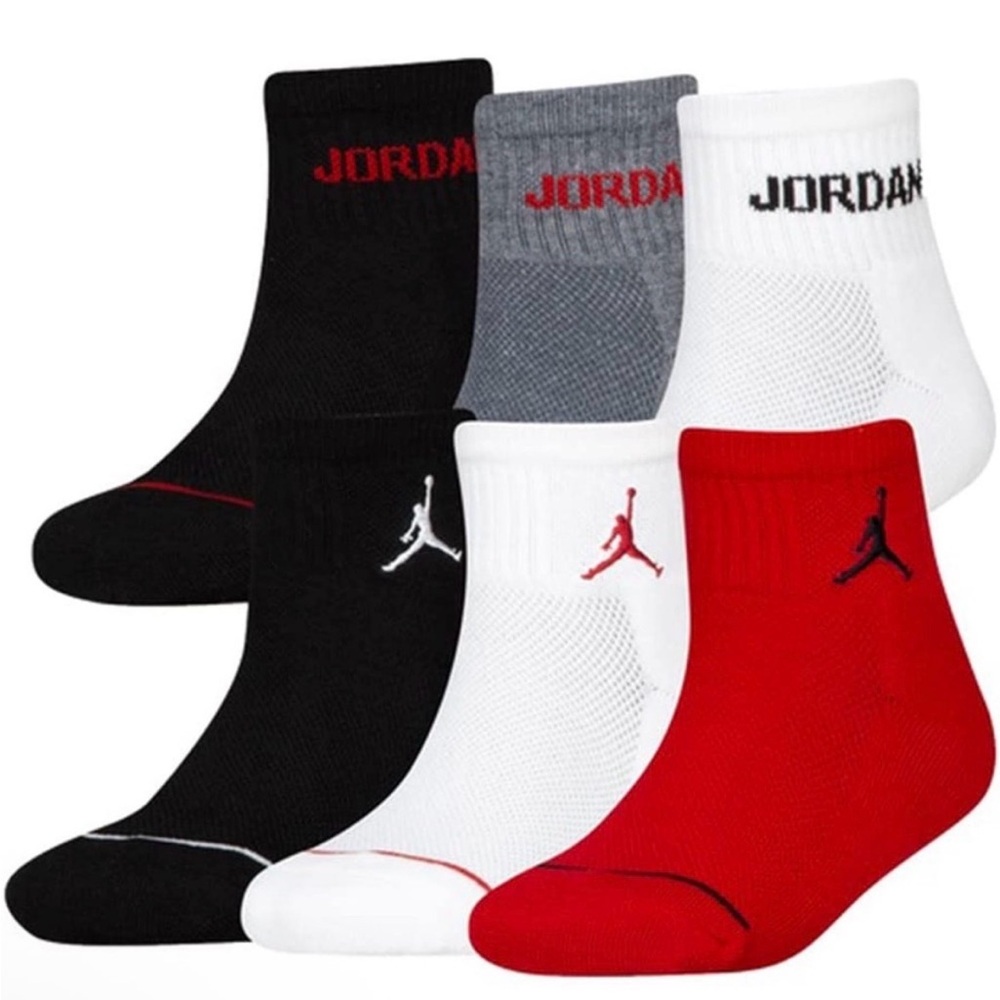 NWT 6 Pack Jordan Kid’s Multi-Color Ankle Socks - Sz 5Y-7Y